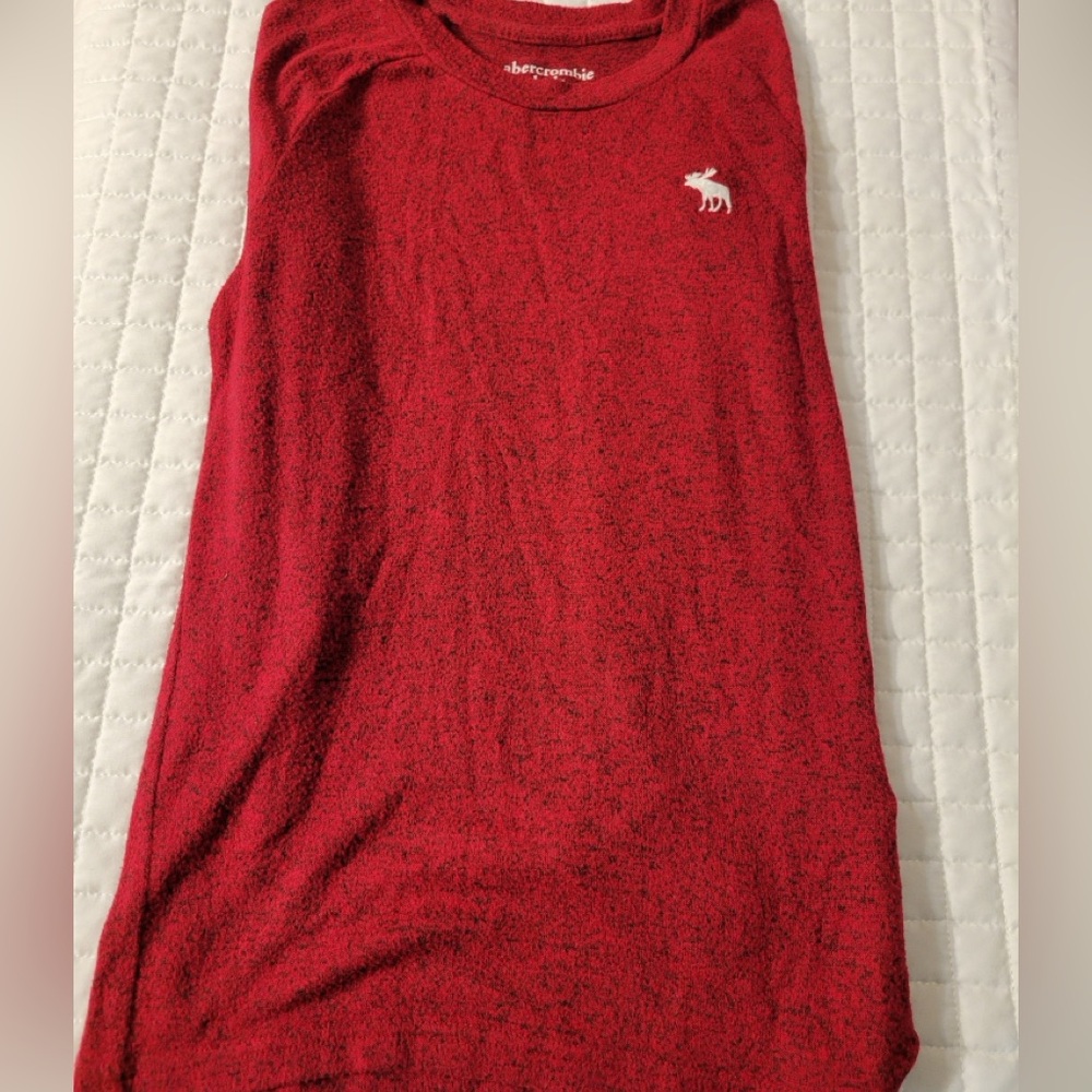 🎄🎁Abercrombie Kids Heathered Red Long Sleeve Shirt Christmas Holiday Festive Fun - Picture 8 of 8